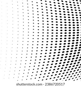 Abstract halftone wave dotted background. Futuristic twisted grunge pattern, dot, circles. Vector modern optical pop art texture for posters, business cards, cover, labels mock-up, stickers layout