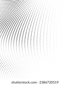 Abstract halftone wave dotted background. Futuristic twisted grunge pattern, dot, circles. Vector modern optical pop art texture for posters, business cards, cover, labels mock-up, stickers layout
