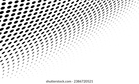 Abstract halftone wave dotted background. Futuristic twisted grunge pattern, dot, circles. Vector modern optical pop art texture for posters, business cards, cover, labels mock-up, stickers layout