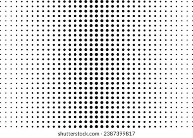Resumen de la ola de media tonalidad salpicada de fondo. Futurista patrón de grunge torcido, punto, círculos. Vector textura moderna de arte pop óptico para afiches, tarjetas de visita, portada, maqueta de etiquetas, disposición de pegatinas