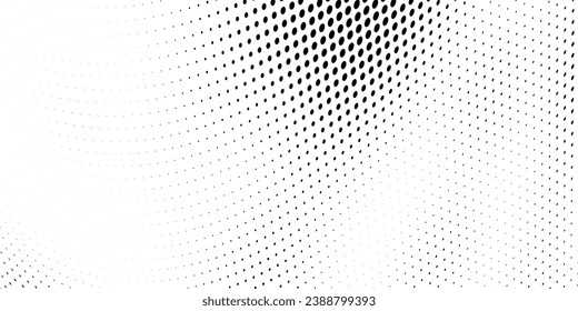 Abstract halftone wave dotted background. Futuristic twisted grunge pattern, dot, circles. Vector modern optical pop art texture for posters, business cards, cover, labels mock-up, stickers layout