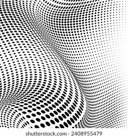 Abstrakter Halbtonhintergrund Futuristische verdrehte Grunge Muster, Punkt, Kreise. Moderne optische Pop-Art-Textur für Poster, Business