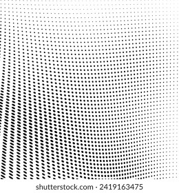 Abstract halftone wave dotted background. Futuristic twisted grunge pattern, dot, circles. Vector modern optical pop art texture for posters, business cards, cover, labels mock-up, stickers layout