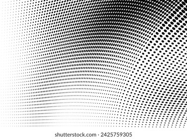 Abstract halftone wave dotted background. Futuristic twisted grunge pattern, dot, circles. Vector modern optical pop art texture for posters, business cards, cover, labels mock-up, stickers layout