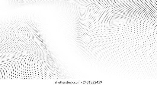 Abstract halftone wave dotted background. Futuristic twisted grunge pattern, dot, circles. Vector modern optical pop art texture for posters, business cards, cover,ilustration