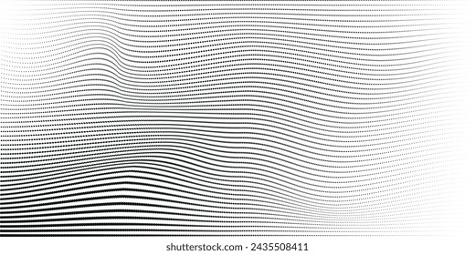 Abstract halftone wave dotted background. Futuristic twisted grunge pattern, dot, circles. Vector modern optical pop art texture for posters, business cards, cover	
