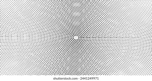Abstract halftone wave dotted background. Futuristic twisted grunge pattern, dot, circles. Vector modern optical pop art texture for posters, business cards, cover, labels mock-up, stickers layout