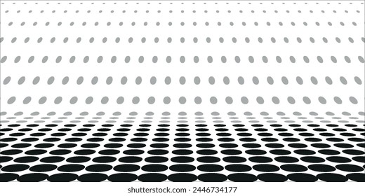 Abstract halftone wave dotted background. Futuristic twisted grunge pattern, dot, circles