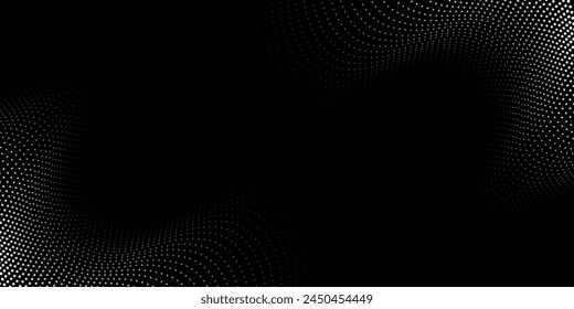 Abstract halftone wave dotted background. Futuristic twisted grunge pattern, dot, circles. Vector modern optical pop art texture for posters, business cards, cover, labelsvector dots modern 3d