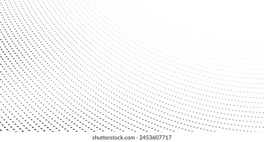 Abstract halftone wave dotted background. Futuristic twisted grunge pattern, dot, circles. Vector modern optical pop art texture for posters