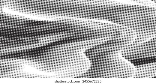 Abstract halftone wave dotted background. Futuristic twisted grunge pattern, dot, circles. Vector modern