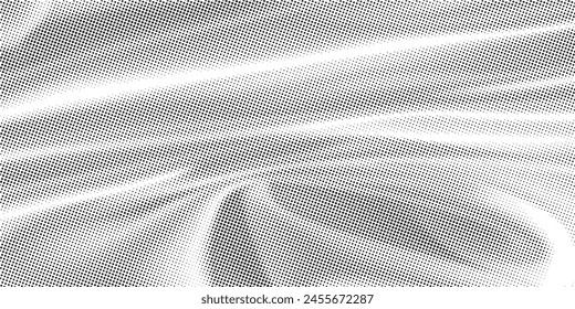 Abstract halftone wave dotted background. Futuristic twisted grunge pattern, dot, circles. Vector modern