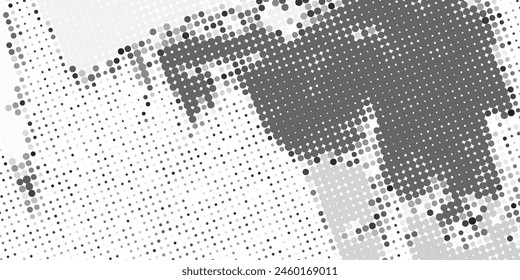 Abstract halftone wave dotted background. Futuristic twisted grunge pattern, dot, circles. Vector modern