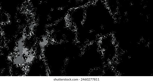 Abstrakter Halbtonwellenhintergrund. Futuristisches verdrehtes Grunge-Muster, Punkt, Kreise. Moderne Vektorgrafik