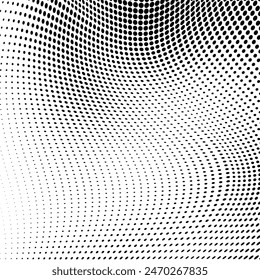 Abstract halftone wave dotted background. Futuristic twisted grunge pattern, dot, circles. Vector modern optical pop art texture for posters, business