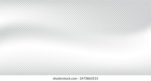 Abstractas fondo punteado de media onda. Patrón grunge de semitono con cuadrado. Vector de medio tono arte pop moderno textura retorcida para póster, cubierta, tarjeta de visita, postal, diseño de etiqueta de arte, etiqueta engomada.