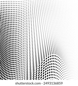 Abstractas fondo punteado de media onda. Futurista patrón de grunge retorcido, punto, círculos. Vector moderno textura de arte pop óptico para carteles, tarjetas de visita, cubierta, etiquetas maqueta, diseño de pegatinas
