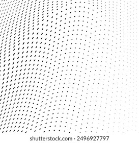Abstrakte Halbtonwelle, gepunkteter Hintergrund. Futuristisches verdrehtes Grunge-Muster, Punkt, Kreise. Vektormoderne optische Pop Art Textur für Poster, Visitenkarten, Cover, Labels mock-up, Aufkleber Layout