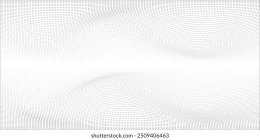 Abstract halftone wave dotted background. Futuristic twisted grunge pattern, dot, circles. Vector modern optical pop art texture for posters, business cards,
