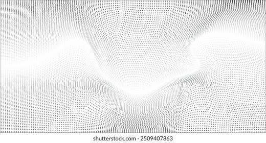 Abstract halftone wave dotted background. Futuristic twisted grunge pattern, dot, circles. Vector modern optical pop art texture for posters, business cards,