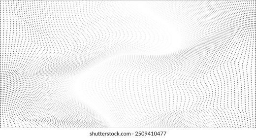 Abstract halftone wave dotted background. Futuristic twisted grunge pattern, dot, circles. Vector modern optical pop art texture for posters, business cards,
