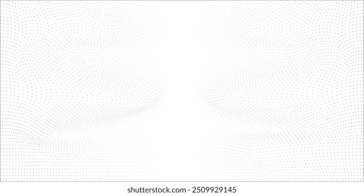 Abstract halftone wave dotted background. Futuristic twisted grunge pattern, dot, circles. Vector modern optical pop art texture for posters, business cards,
