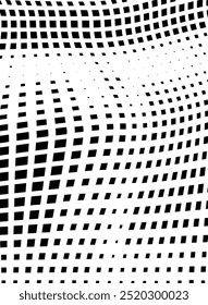 Abstract halftone wave dotted background. Halftone grunge pattern with square. Vector halftone modern pop art twisted texture for poster, cover, business card, postcard, art label layout, sticker.