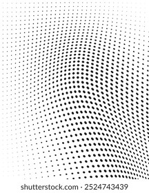 Abstract halftone wave dotted background. Futuristic twisted grunge pattern, dot, circles. Vector modern optical pop art texture for posters, business cards, cover, labels mock-up, stickers layout