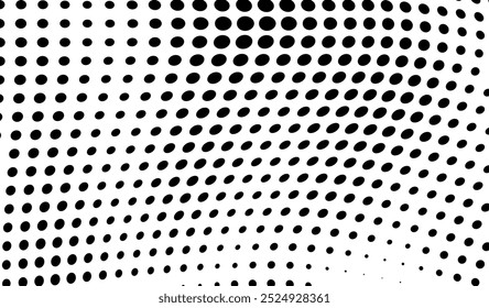 Abstract halftone wave dotted background. Futuristic twisted grunge pattern, dot, circles. Vector modern optical pop art texture for posters, business cards, cover, labels mock-up, stickers layout