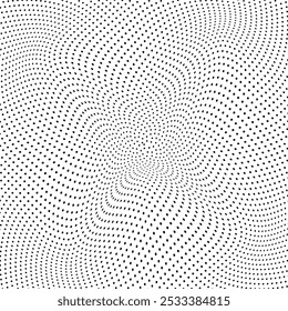 Abstract halftone wave dotted background. Perforation distorted dotted halftone background. Futuristic grunge pattern. Abstract background consisting of small dots. EPS Vector