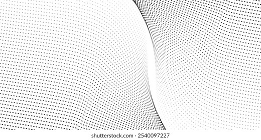 Abstract halftone wave dotted background. Futuristic twisted grunge pattern, dot, circles. eps10.