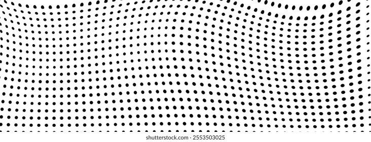 Abstract halftone wave dotted background. Halftone grunge pattern with square. Vector halftone modern pop art twisted texture for poster, cover, business card, postcard, art label layout, sticker.