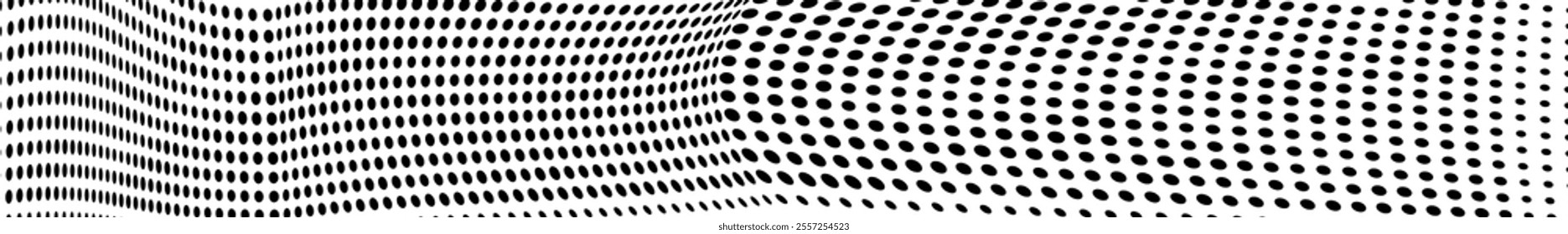 Abstract halftone wave dotted background. Halftone grunge pattern with square. Vector halftone modern pop art twisted texture for poster, cover, business card, postcard, art label layout, sticker.