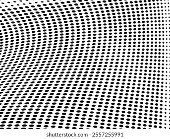 Abstract halftone wave dotted background. Halftone grunge pattern with square. Vector halftone modern pop art twisted texture for poster, cover, business card, postcard, art label layout, sticker.