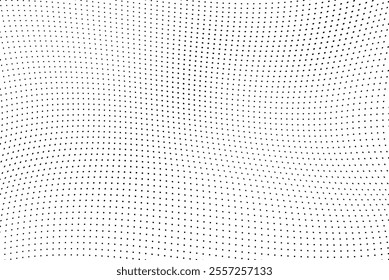 Abstract halftone wave dotted background. Halftone grunge pattern with square. Vector halftone modern pop art twisted texture for poster, cover, business card, postcard, art label layout, sticker.