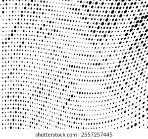 Abstract halftone wave dotted background. Halftone grunge pattern with square. Vector halftone modern pop art twisted texture for poster, cover, business card, postcard, art label layout, sticker.