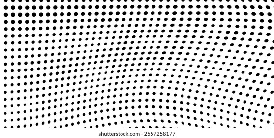Abstract halftone wave dotted background. Halftone grunge pattern with square. Vector halftone modern pop art twisted texture for poster, cover, business card, postcard, art label layout, sticker.