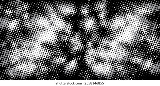 Abstract halftone wave dotted background. Halftone grunge pattern with square. Vector halftone modern
