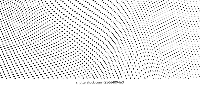 Abstract halftone wave dotted background. Halftone grunge pattern with square. Vector halftone modern pop art twisted texture for poster, cover, business card, postcard, art label layout, sticker.