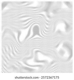 Abstract halftone wave dotted background. Futuristic twisted grunge pattern, dot, circles. Vector modern optical pop art texture for posters, business cards, cover, labels mock-up, stickers layout