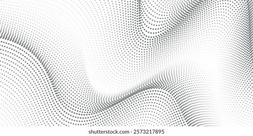 Abstract halftone wave dotted background. Futuristic twisted grunge pattern, dot, circles. Vector modern optical pop art texture for posters, business cards,