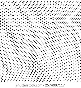 Abstract halftone wave dotted background. Futuristic twisted grunge pattern, dot, circles.  Vector modern optical pop art texture for posters, business cards, cover, labels mock-up, stickers layout.