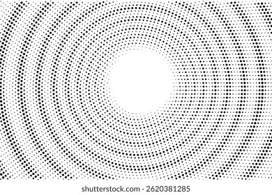 Abstract halftone wave dotted background. Futuristic twisted grunge pattern, dot, circles. Vector modern optical pop art texture for posters, business cards, cover, labels mock-up, stickers