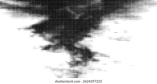 Abstractas fondo punteado de onda de medio tono. Patrón grunge semitono con cuadrado. Textura retorcida moderna del arte pop del semitono del Vector para el cartel, cubierta, tarjeta de visita