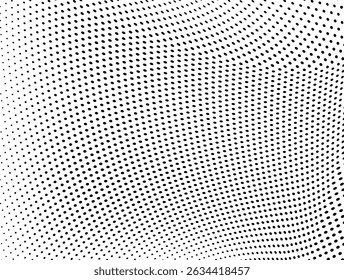 Abstract halftone wave dotted background. Futuristic twisted grunge pattern, dot, circles.  Vector modern optical pop art texture for posters, business cards, cover, labels mock-up, stickers layout