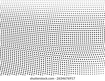 Abstract halftone wave dotted background. Futuristic twisted grunge pattern, dot, circles.  Vector modern optical pop art texture for posters, business cards, cover, labels mock-up, stickers layout