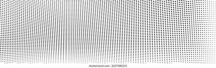 Abstract halftone wave dotted background. Futuristic twisted grunge pattern, dot, circles.  Vector modern optical pop art texture for posters, business cards, cover, labels mock-up, stickers layout