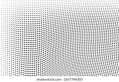 Abstract halftone wave dotted background. Futuristic twisted grunge pattern, dot, circles.  Vector modern optical pop art texture for posters, business cards, cover, labels mock-up, stickers layout