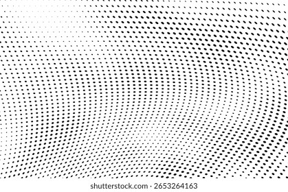 Abstract halftone wave dotted background. Halftone twisted grunge pattern, dot, circle.  Vector modern optical halftone pop art texture for poster, business card, cover, label mock-up, sticker layout