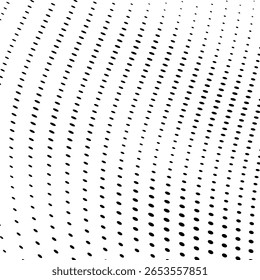 Plano de fundo pontilhado de onda de meio-tom abstrato. Meio-tom torcido grunge padrão, ponto, círculo.  Vetor moderno óptico meio-tom pop art textura para cartaz, cartão de visita, capa, etiqueta mock-up, layout adesivo